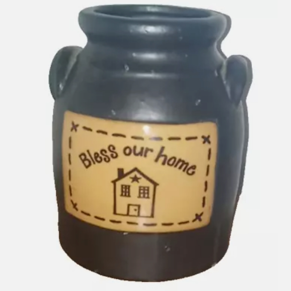 Bless Our Home Mini Crock Rustic Primitive Home Decor